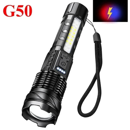 High Power White Laser LED Flashlight – USB Rechargeable Tactical Torch