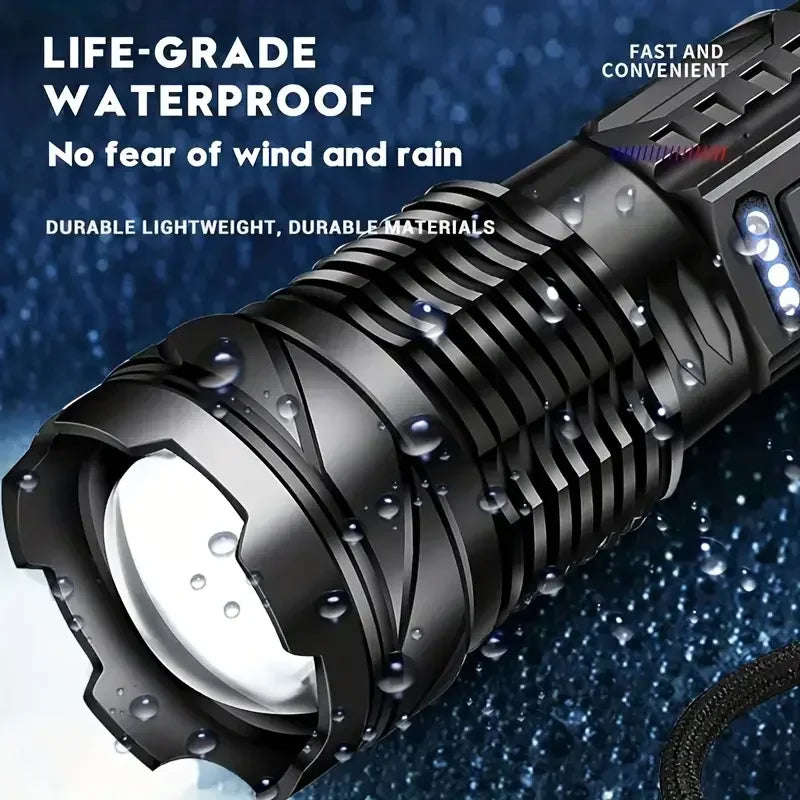 High Power White Laser LED Flashlight – USB Rechargeable Tactical Torch